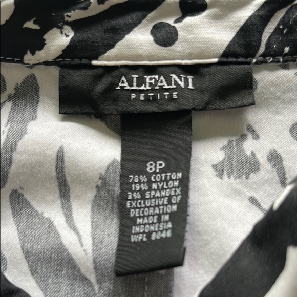 Alfani Vintage Black and White Fitted Tank Top with Mandarin Collar - Picture 4 of 8